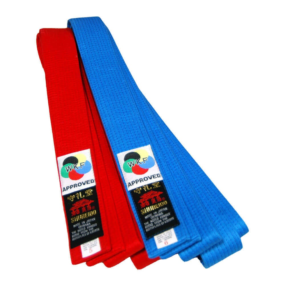 SHUREIDO Kumite Cintura da competizione di karate in cotone rosso o blu - WKF 3 SHUREIDO Kumite Cintura da competizione di karate in cotone rosso o blu - WKF