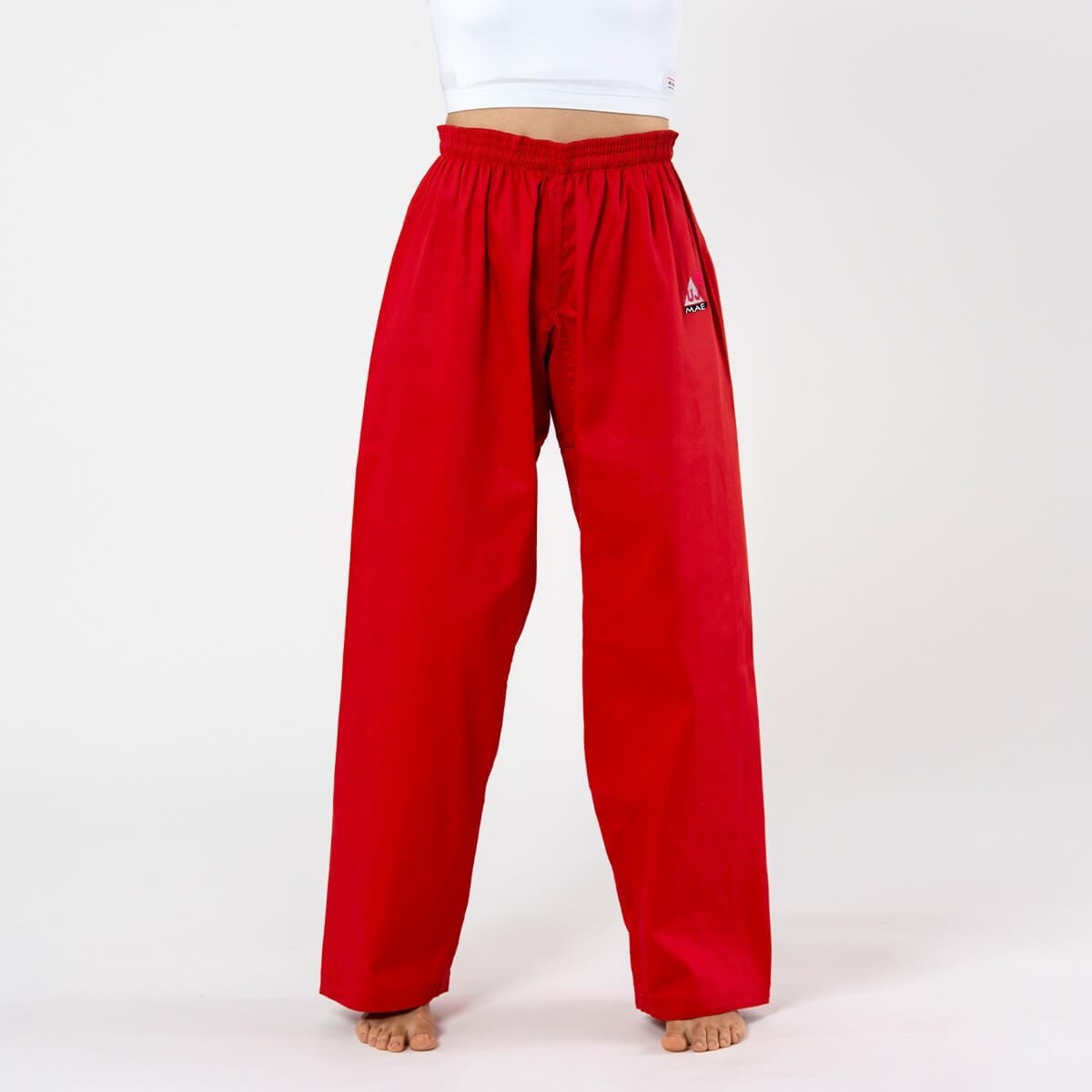 FUJI-MAE Pantaloni da allenamento per il karate blu o rossi 4 Pantaloni da allenamento per il karate-FUJI-MAE-rosso