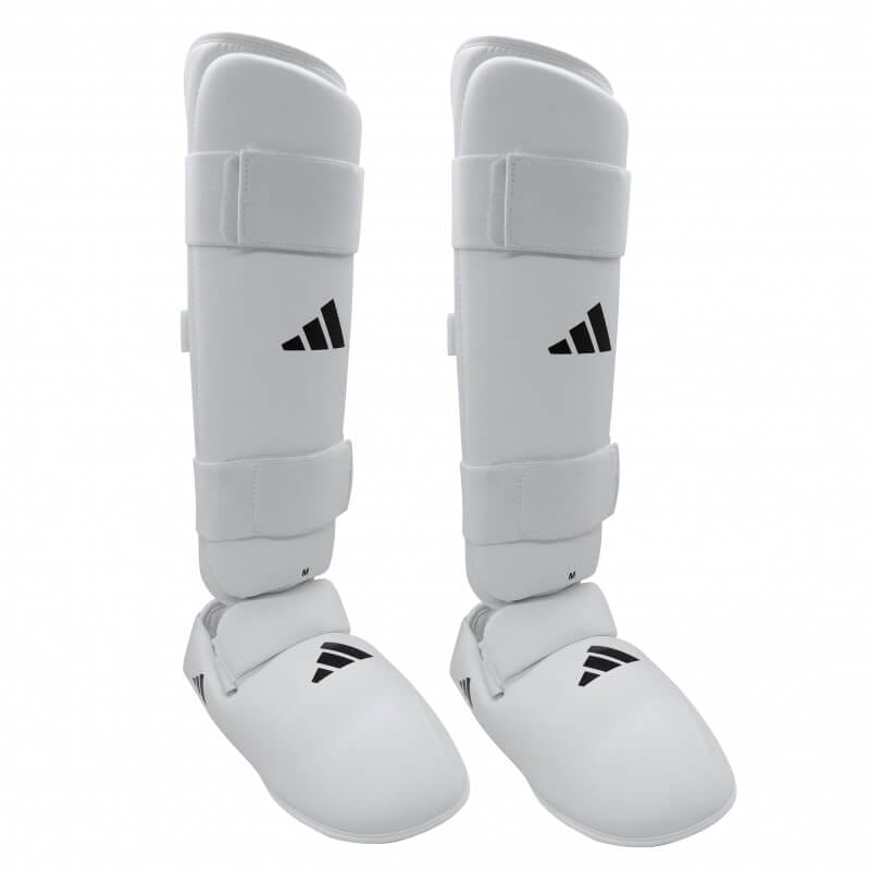 Protezioni per tibie e piedi da karate Adidas - bianco - WKF 3 Protezioni per tibie e piedi da karate Adidas - bianco - WKF