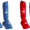 Protezioni per tibie e piedi da karate Adidas - blu, rosso - WKF