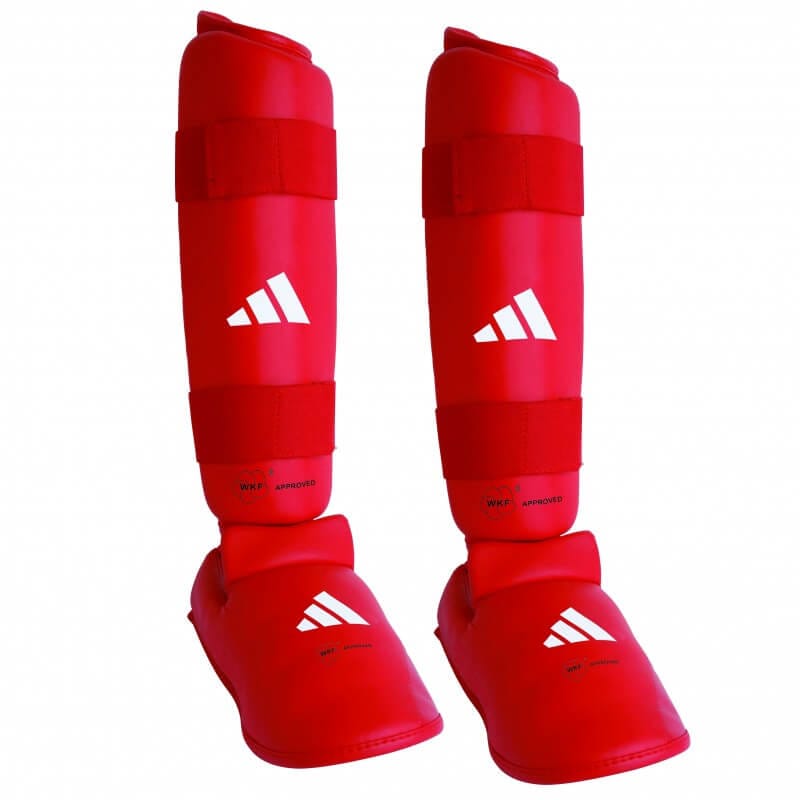 Protezioni per tibie e piedi da karate Adidas - blu, rosso - WKF 7 Protezioni per tibie e piedi da karate Adidas - rosso - WKF