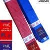 Cintura da gara di karate KUMITE-FIGHTER KAMIKAZE Satin Rosso o Blu-approvata dal KKF