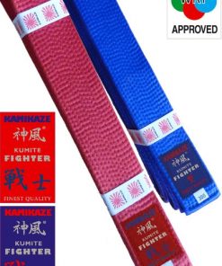 Cintura da gara di karate KUMITE-FIGHTER KAMIKAZE Satin Rosso o Blu-approvata dal KKF