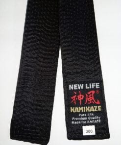 KAMIKAZE Cintura da karate nera extra large in seta naturale