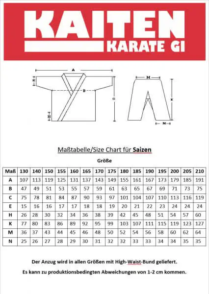 Karategi karate kumite Kaiten Nuova Dinamica 6 taglia kimono
