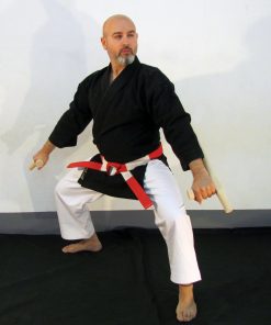Giacca karategi nera Kamikaze KOBUDO solo-kokutsu-dachi-tonfa