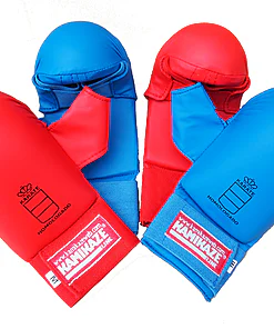 guanto-protezione-karate con pollice rosso-blu-kamikaze