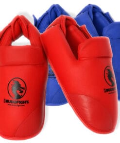 protezioni per piedi di karate staccabili-pu-budo-fight-blu-o-rosso