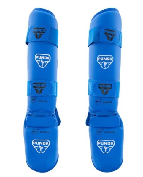 Protezioni per tibie e piedi da Karate Punok - blu o rosse - WKF 5 karate-punok-shin-e-protettori-piedi-blu-wkf
