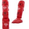 Protezioni per tibie e piedi da Karate Punok - blu o rosse - WKF 15 protezioni per tibie e carati per i piedi-punok-red-wkf