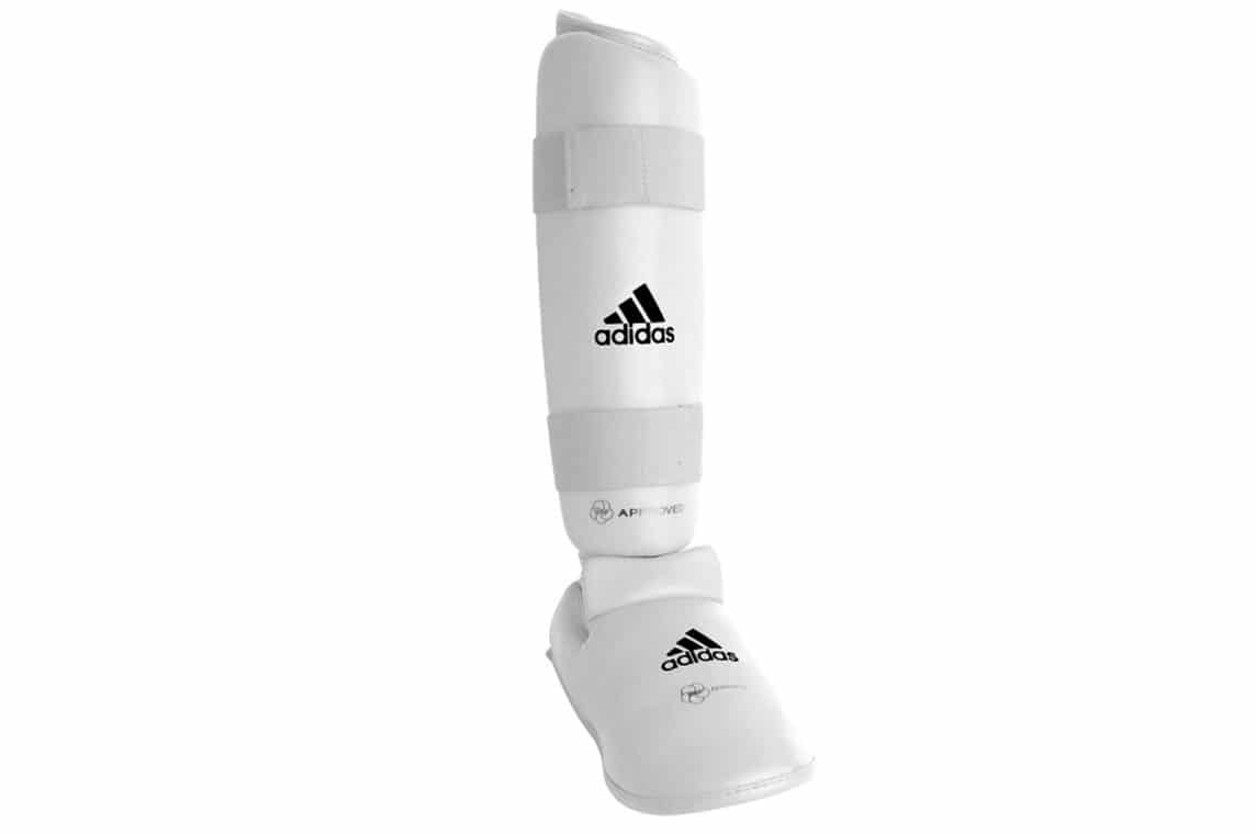 Protezioni per tibie e piedi da karate Adidas - bianco - WKF 4 adidas-66135d-removable-foot-protector-shin-guard-white