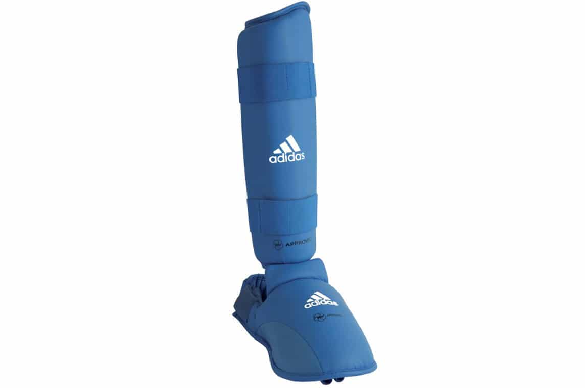 Protezioni per tibie e piedi da karate Adidas - blu, rosso - WKF 5 adidas-66135d-removable-foot-protector-shin-guard-blue