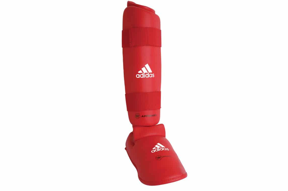 Protezioni per tibie e piedi da karate Adidas - blu, rosso - WKF 4 adidas-66135d-removable-foot-protector-shin-guard-red