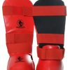 Protezioni per tibie e piedi da karate a contatto - Budo-Fight - blu o rosse - immagine 5
